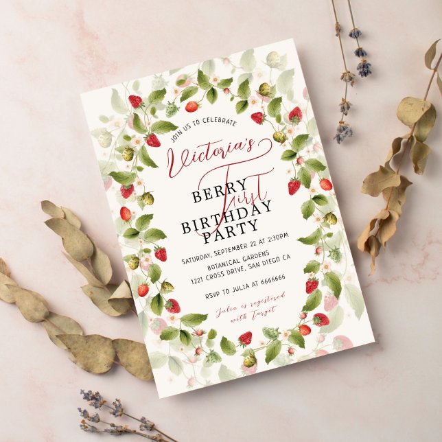 WILD STRAWBERRY SWEET BABY BIRTHDAY INVITATION (Creator Uploaded)