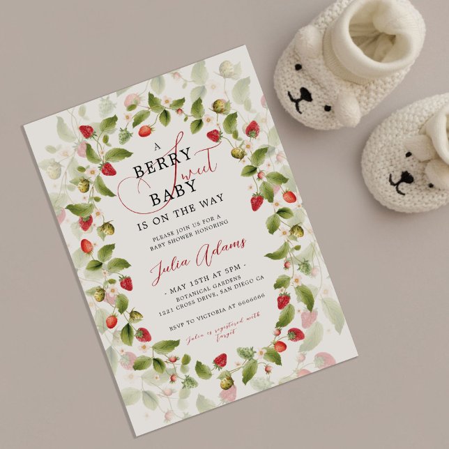 WILD STRAWBERRY SWEET BABY SHOWER INVITATION (Creator Uploaded)