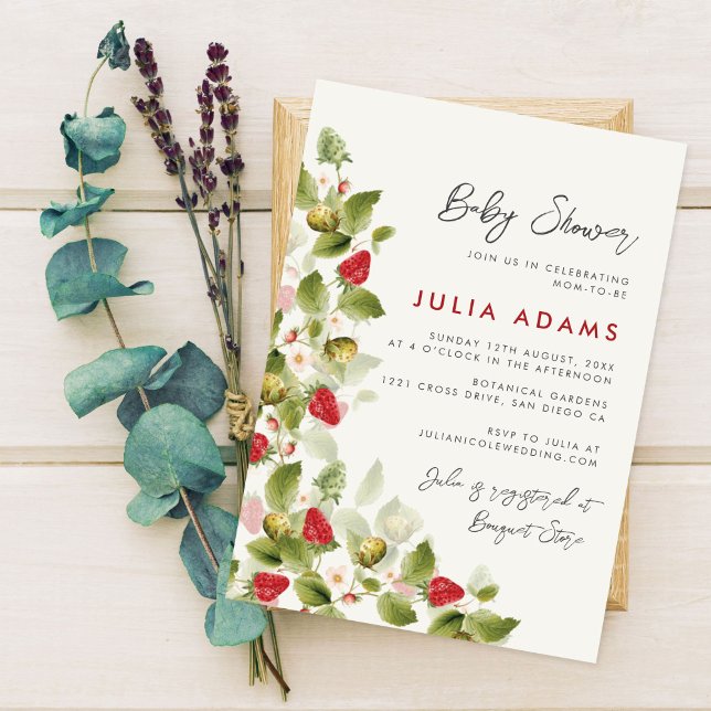 WILD STRAWBERRY SWEET BABY SHOWER INVITATION (Creator Uploaded)
