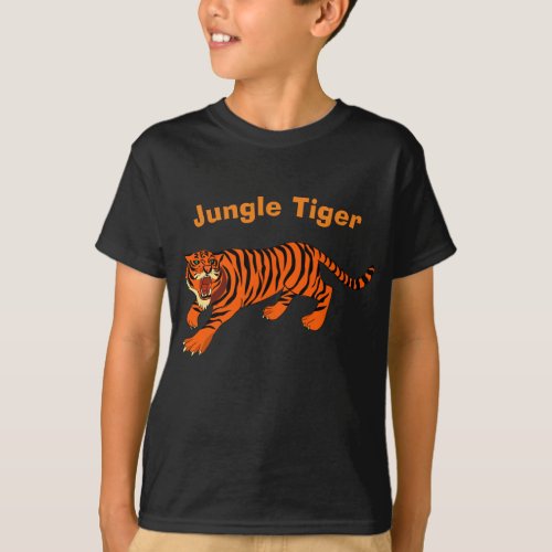 Wild Striped Tiger Black Orange Kids Shirt