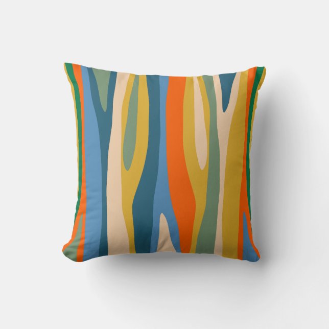 Wild Stripes Colorful Modern Abstract Pattern Throw Pillow (Front)