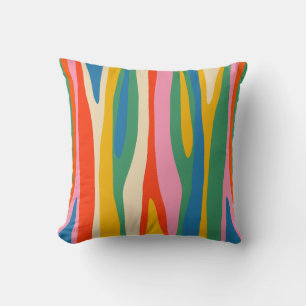Wild Stripes Colorful Modern Abstract Pop Pattern Throw Pillow