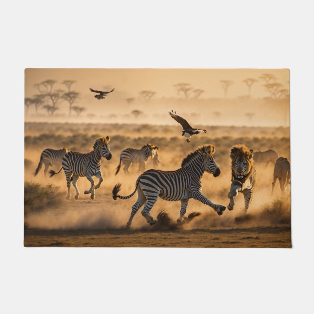Wild Stripes – Majestic Zebra Family Doormat (Front)