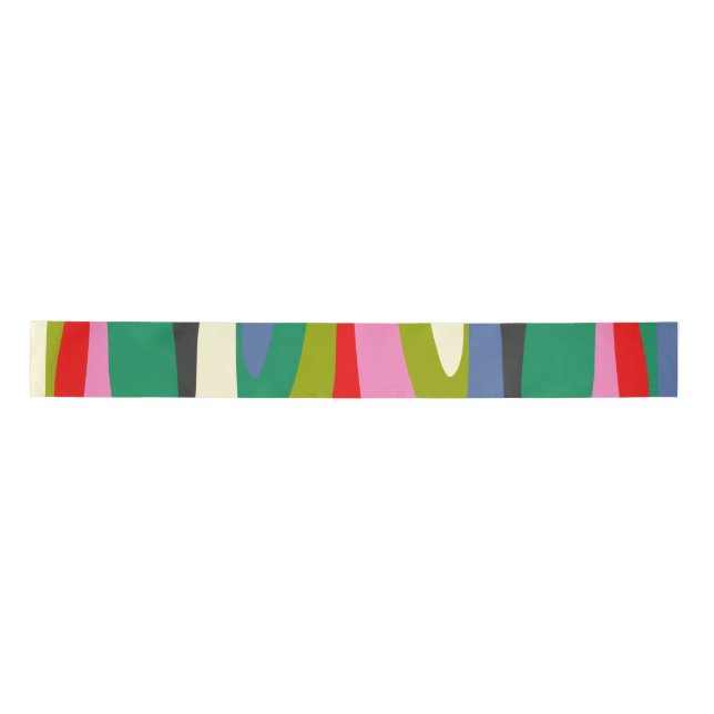 Wild Stripes Modern Multicolor Abstract Pattern Satin Ribbon (Front)