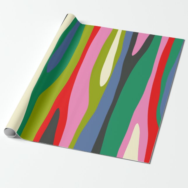 Wild Stripes Modern Multicolor Abstract Pattern Wrapping Paper (Unrolled)