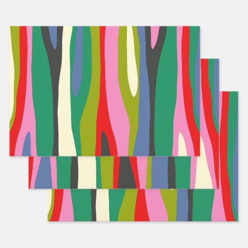 Wild Stripes Modern Multicolor Abstract Pattern Wrapping Paper Sheets