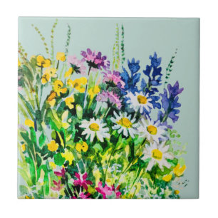 Wild summer flowers ceramic tile