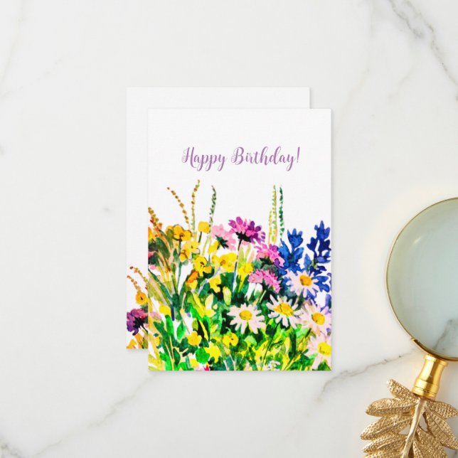 Wild summer flowers Happy Birthday card (Front/Back In Situ)