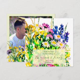 Wild summer flowers save the date announcement
