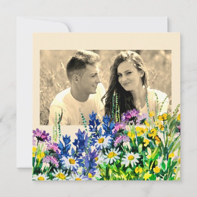 Wild summer flowers save the date announcement (Back)