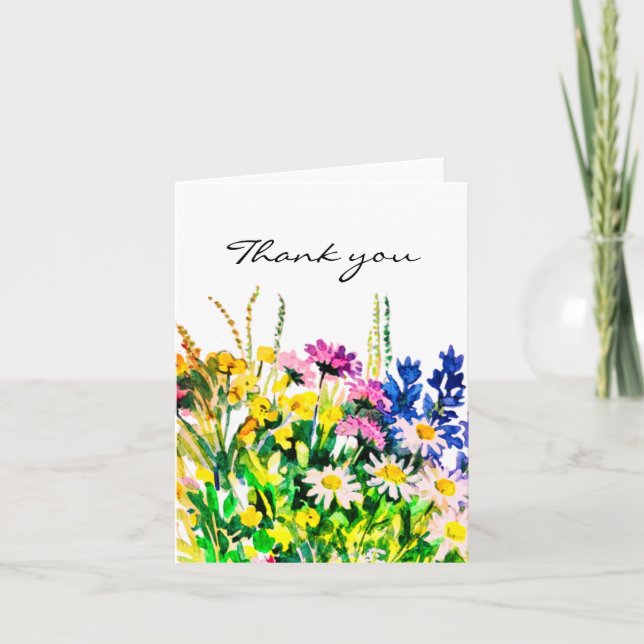 Wild summer flowers thank you card (Front)