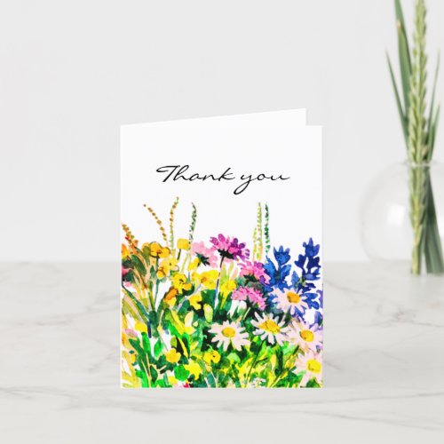 Wild summer flowers thank you card