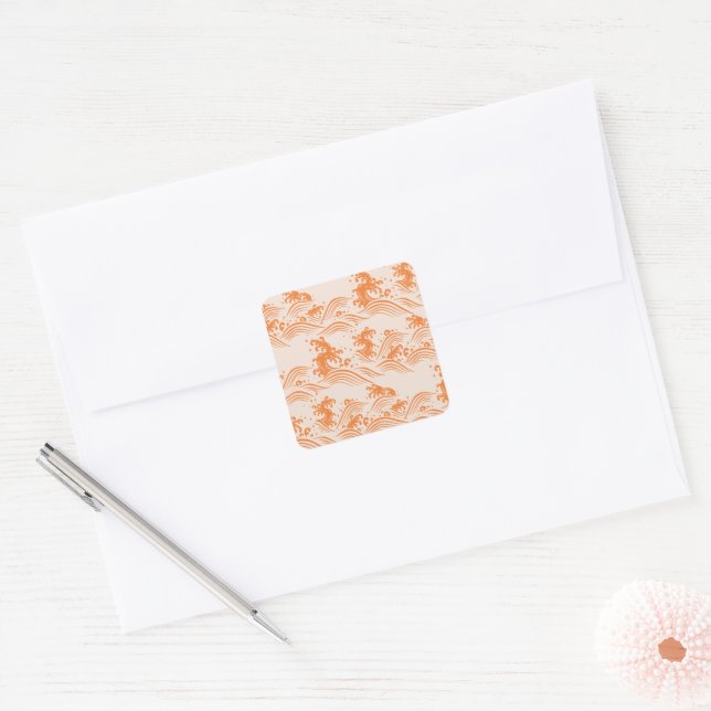 Wild Summer Ocean Beach Waves Square Sticker (Envelope)