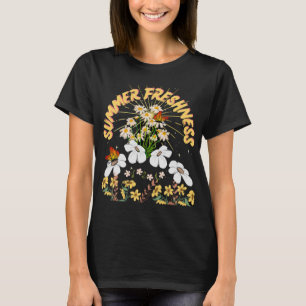 Wild Summer White Yellow Daisy Retro Flowers Boho T-Shirt