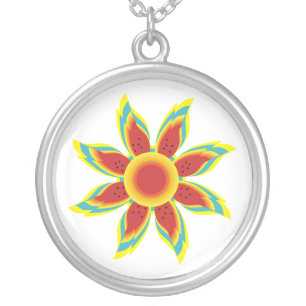 Wild sunflower custom silver pendant