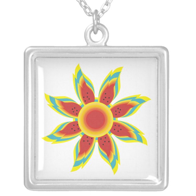 Wild sunflower custom silver pendant (Front)