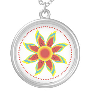 Wild sunflower custom silver pendant