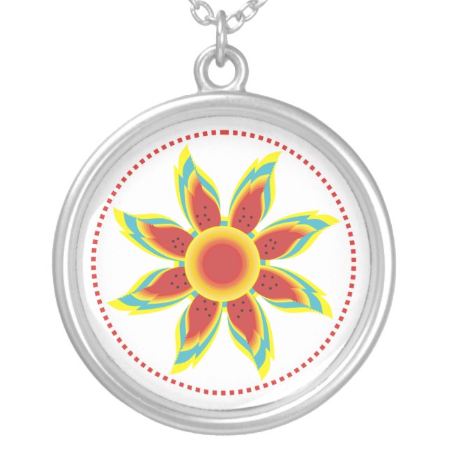 Wild sunflower custom silver pendant (Front)