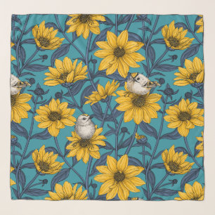 Wild sunflowers and goldcrest birds/ yellow scarf