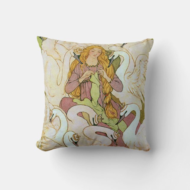 Wild Swans Eleanor Abbott Fine Art Throw Pillow (Front)