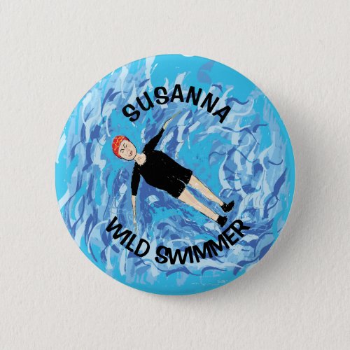 Wild swimmer ladies cold water swimming gift button