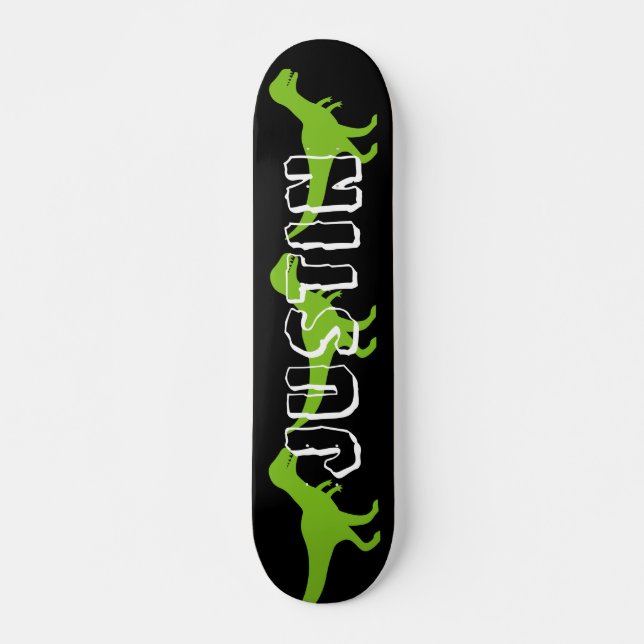 Wild T rex dinosaur custom design skateboard deck (Front)