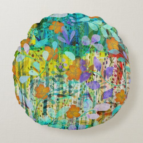 Wild Tangerine _ Nature Inspired Art by JustJaynie Round Pillow