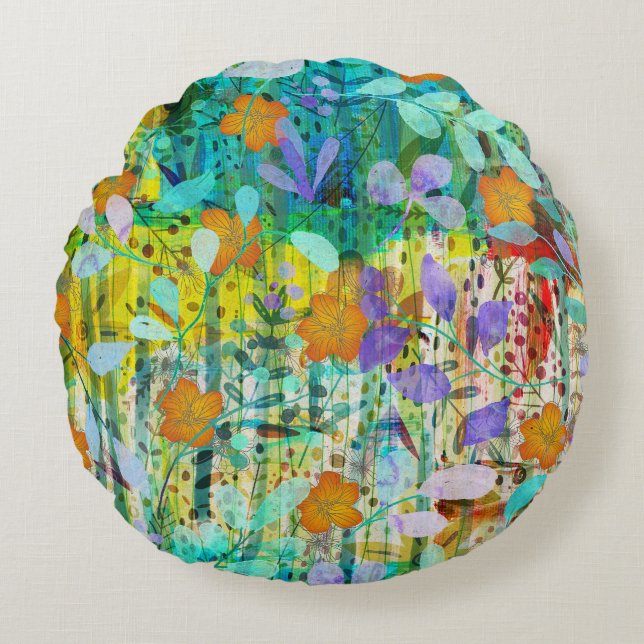 Wild Tangerine - Nature Inspired Art by JustJaynie Round Pillow (Front)