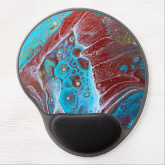 Wild Teal & Copper Acrylic Fluid Art Abstract Gel Mouse Pad