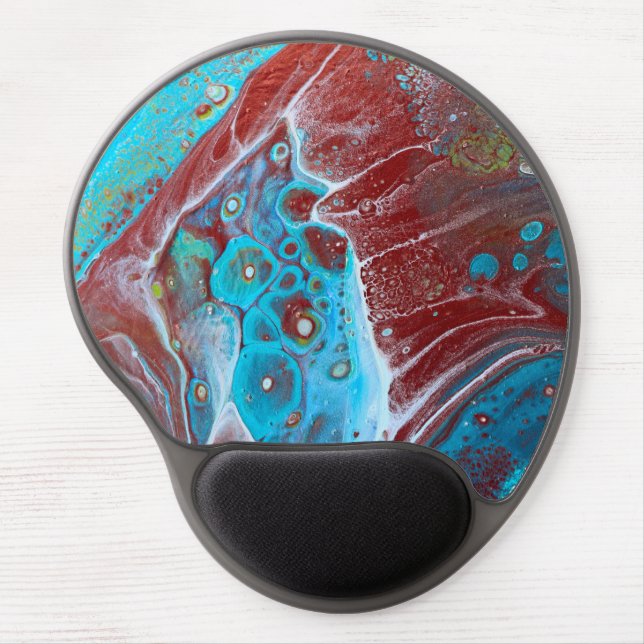 Wild Teal & Copper Acrylic Fluid Art Abstract Gel Mouse Pad (Front)