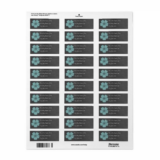 Wild Teal Roses Chalkboard Avery Label | Zazzle