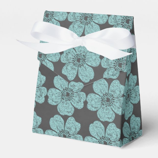 Wild Teal Roses Chalkboard Favor Boxes (Front Side)