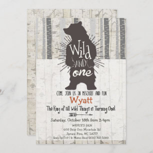 Wild Thing Big Bear First 1st Birthday Invitation