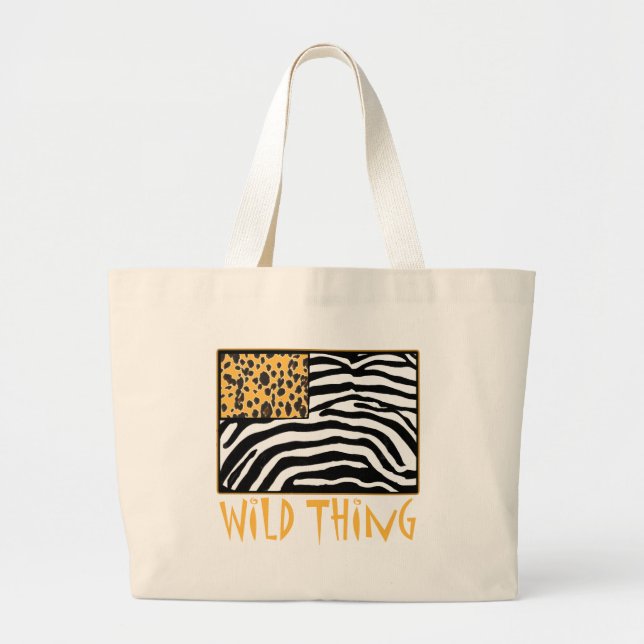 Wild Thing! Cool Animal Print design Large Tote Bag (Front)