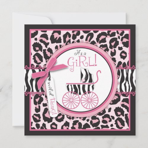 Wild Thing Invitation Square Pink B