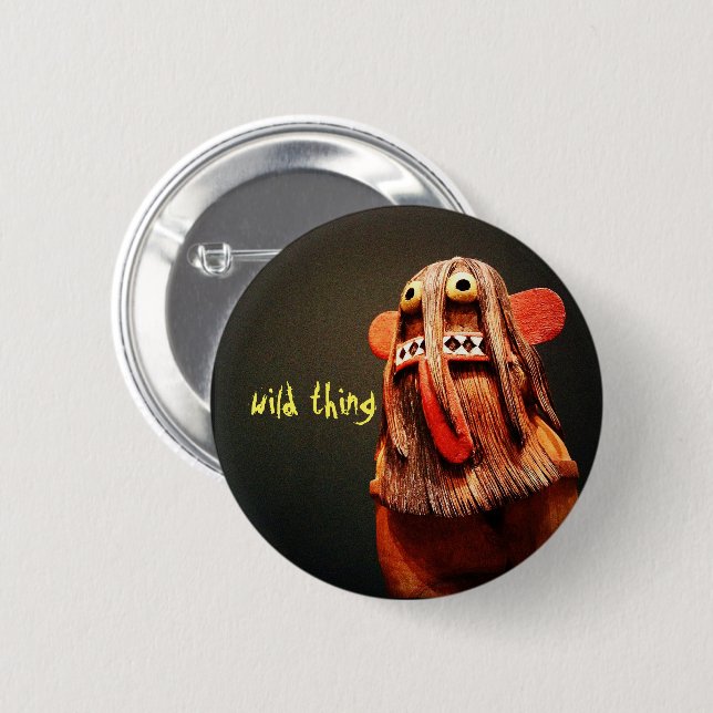 Wild Thing Kachina Doll Face Photo Cute Fun Pinback Button (Front & Back)