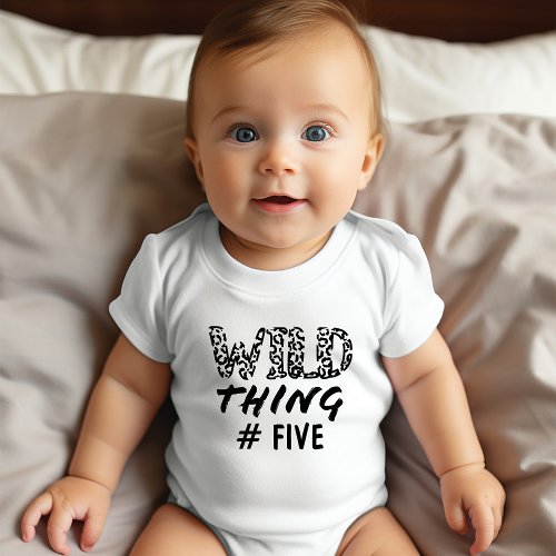 Wild Thing Number Quote Funny Leopard Print Baby Bodysuit