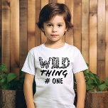 Wild Thing Number Quote Funny Leopard Print T-Shir T-Shirt<br><div class="desc">This cute and funny design is perfect for your children. It features the quote, "Wild Thing, (#), " (which can be customized to any number) in leopard cheetah print black typography. It's modern, playful, fun, and cool; the perfect design to gift to your children. ((Matching shirts are available for mom...</div>