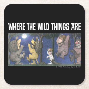 Wild Things and Max Dancing in Moonlight Square Paper Coaster