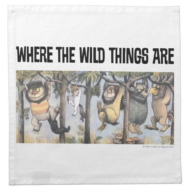 Wild Things and Max Swinging From Trees Cloth Napkin (Front)