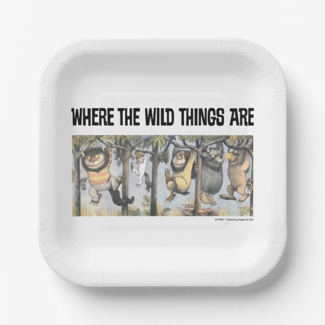 Wild Things and Max Swinging From Trees Paper Plates (Front)