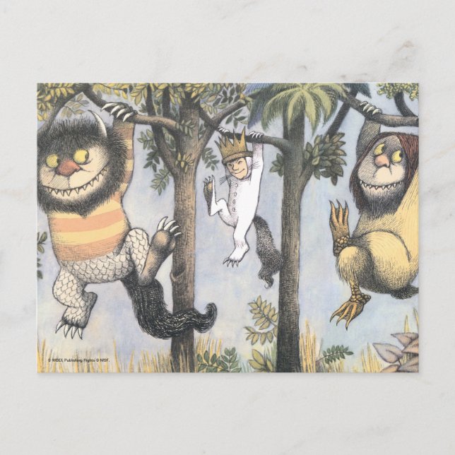 Wild Things and Max Swinging From Trees Postcard (Front)