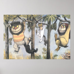 Wild Things and Max Swinging From Trees Poster