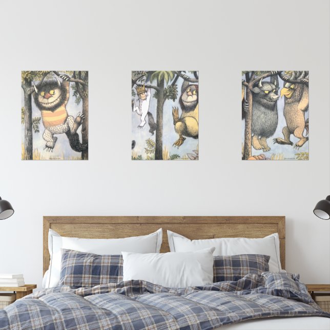 Wild Things and Max Swinging From Trees Wall Art Sets (Bedroom)