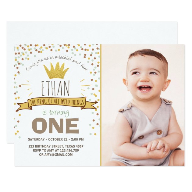 Wild Things Birthday Invitation Boy Rustic Crown