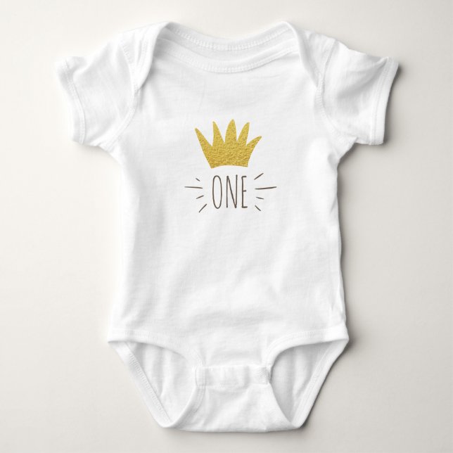 Wild Things Gold Crown Birthday Infant Creeper (Front)