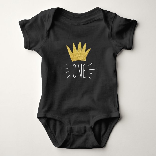 Wild Things Gold Crown Birthday Infant Creeper (Front)