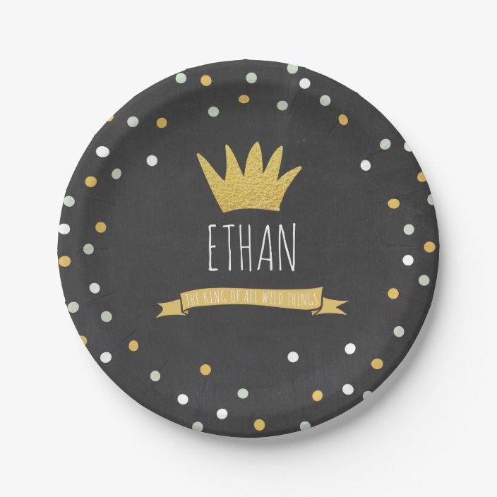 Wild Things Gold Crown First Birthday Paper Plates Zazzle Com