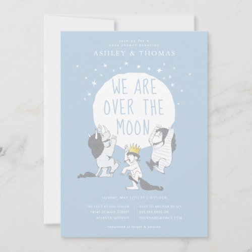 Wild Things  Over the Moon Boy Baby Shower Invitation