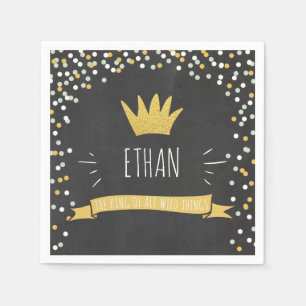 Wild things Paper Napkin Gold Crown First birthday
